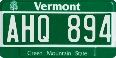 VT license plate AHQ894