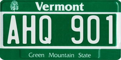 VT license plate AHQ901