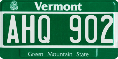 VT license plate AHQ902
