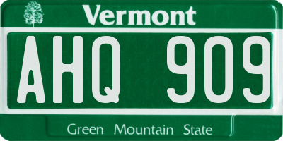 VT license plate AHQ909