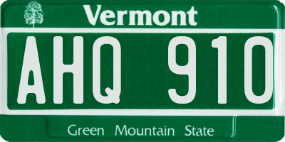 VT license plate AHQ910