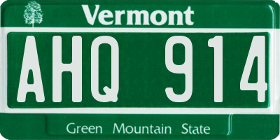 VT license plate AHQ914