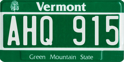 VT license plate AHQ915