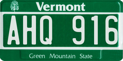 VT license plate AHQ916
