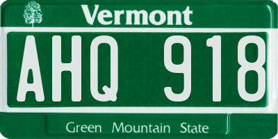 VT license plate AHQ918