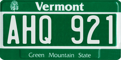 VT license plate AHQ921
