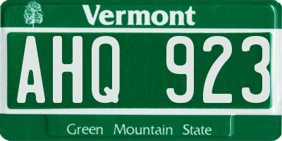VT license plate AHQ923