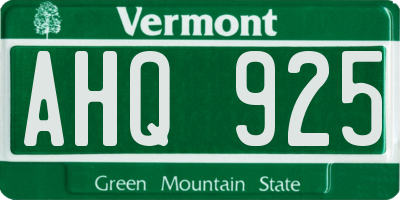 VT license plate AHQ925