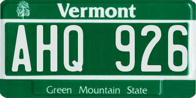 VT license plate AHQ926