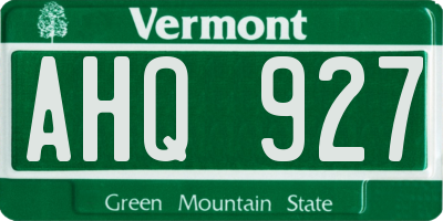 VT license plate AHQ927