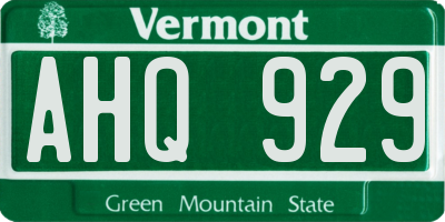VT license plate AHQ929