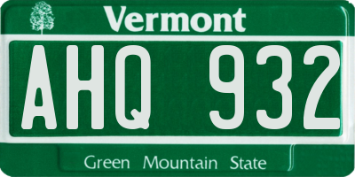 VT license plate AHQ932