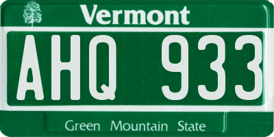 VT license plate AHQ933
