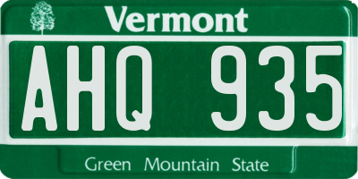 VT license plate AHQ935