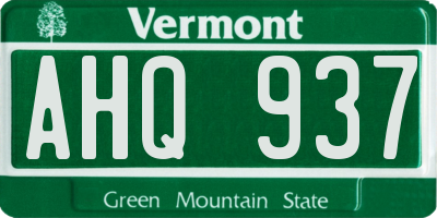 VT license plate AHQ937