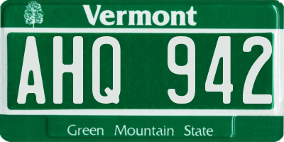 VT license plate AHQ942