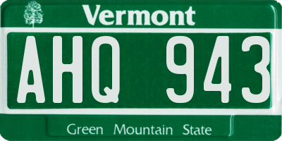 VT license plate AHQ943