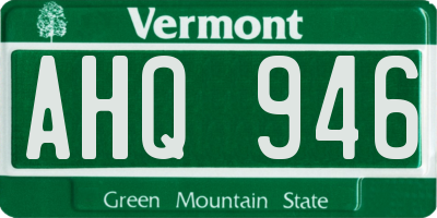 VT license plate AHQ946