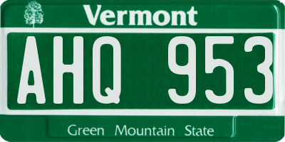 VT license plate AHQ953