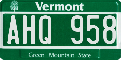 VT license plate AHQ958