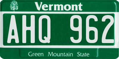 VT license plate AHQ962