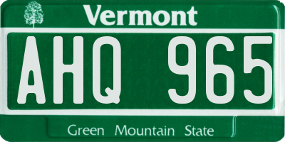 VT license plate AHQ965