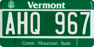 VT license plate AHQ967