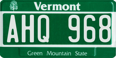 VT license plate AHQ968