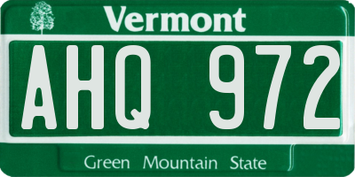 VT license plate AHQ972