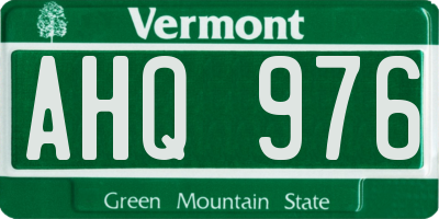VT license plate AHQ976