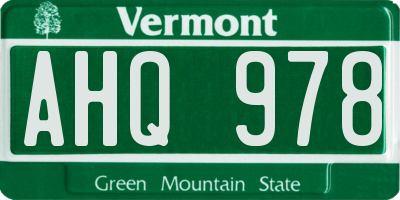 VT license plate AHQ978