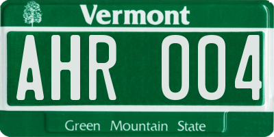 VT license plate AHR004
