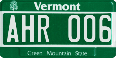 VT license plate AHR006