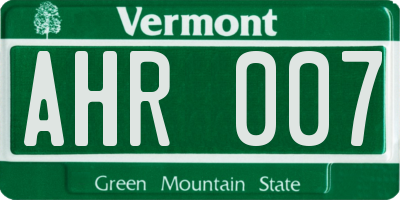 VT license plate AHR007