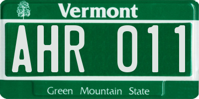 VT license plate AHR011