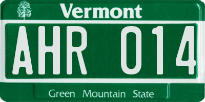 VT license plate AHR014