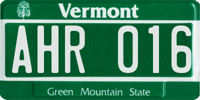 VT license plate AHR016