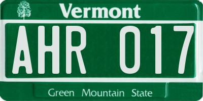 VT license plate AHR017