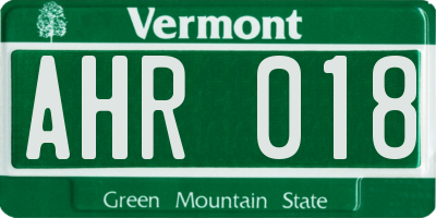 VT license plate AHR018