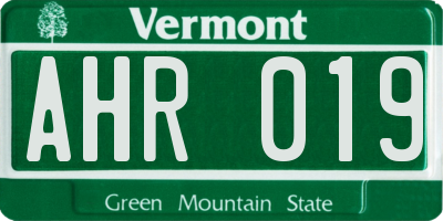 VT license plate AHR019