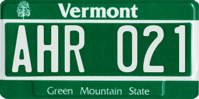 VT license plate AHR021