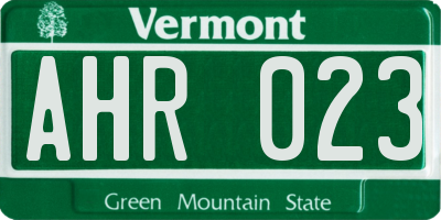 VT license plate AHR023