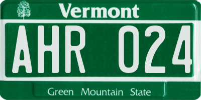 VT license plate AHR024