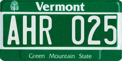 VT license plate AHR025
