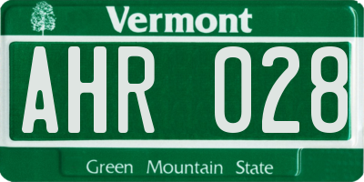 VT license plate AHR028