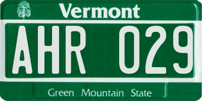 VT license plate AHR029