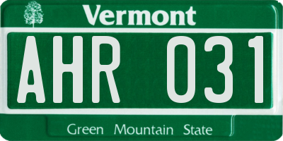VT license plate AHR031