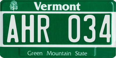 VT license plate AHR034