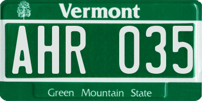 VT license plate AHR035