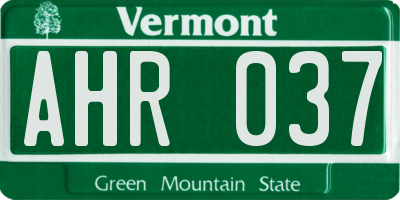 VT license plate AHR037